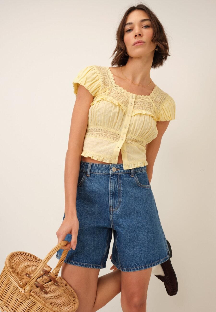 Mid Wash Denim Bermuda Shorts