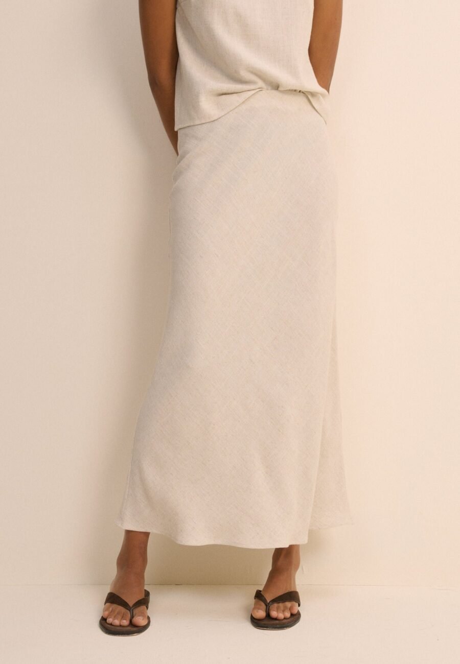 Cream Mila Midi Slip Skirt
