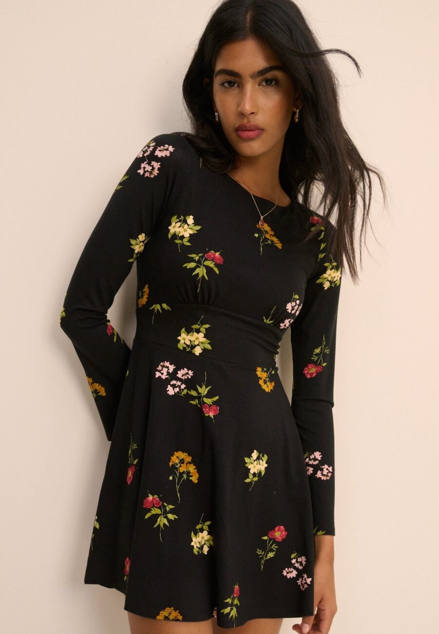 Black Floral Tate Mini Dress