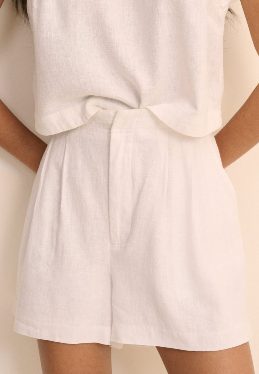 White Linen-Blend Silsoe Shorts